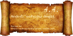 Andrásofszky Anett névjegykártya